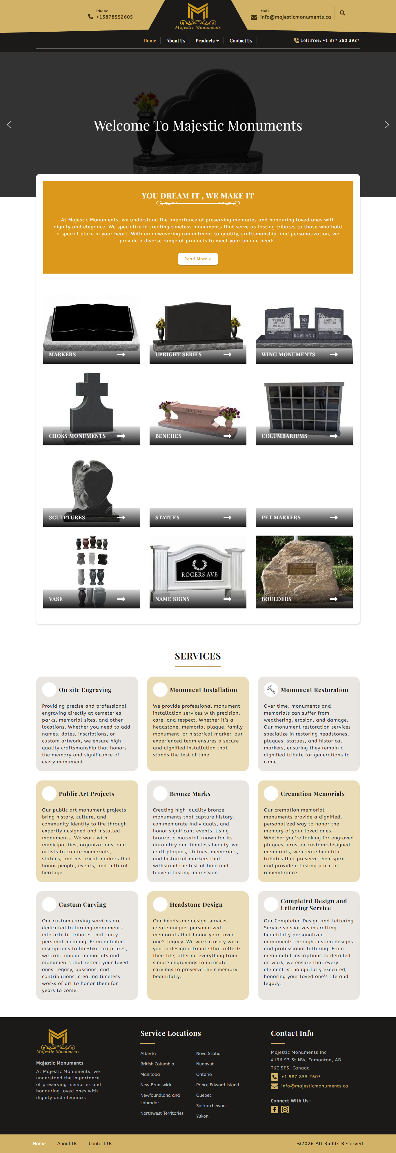 Majestic Monuments — Monument website by Best Web Solutions