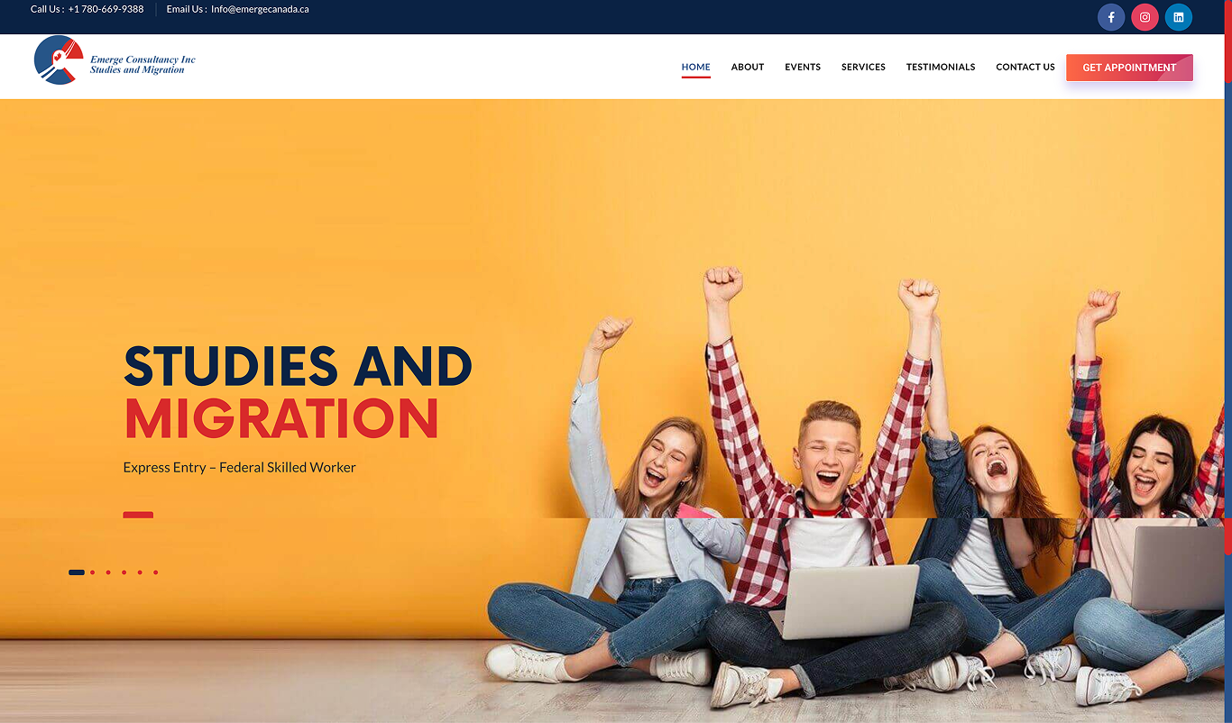 Emerge Canada — International students consultancy website by Best Web Solutions