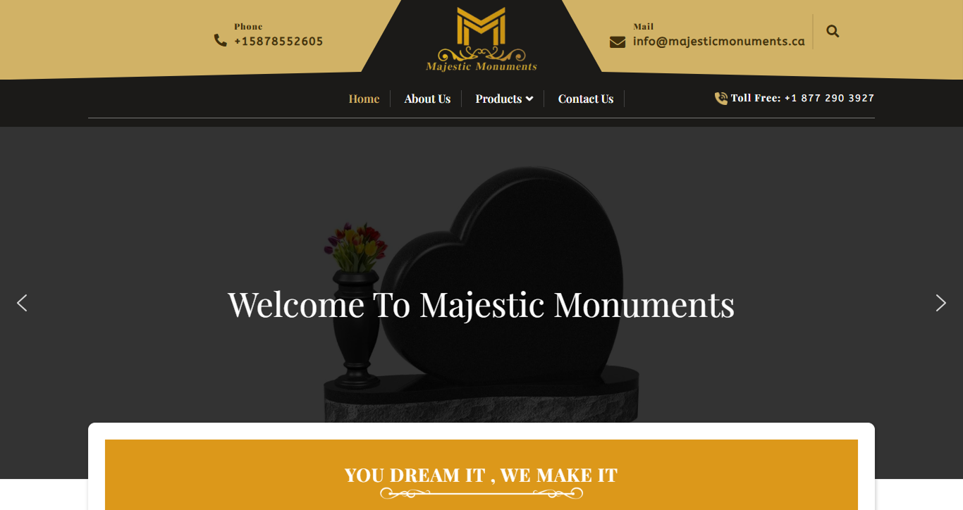 Majestic Monuments — Monument website by Best Web Solutions